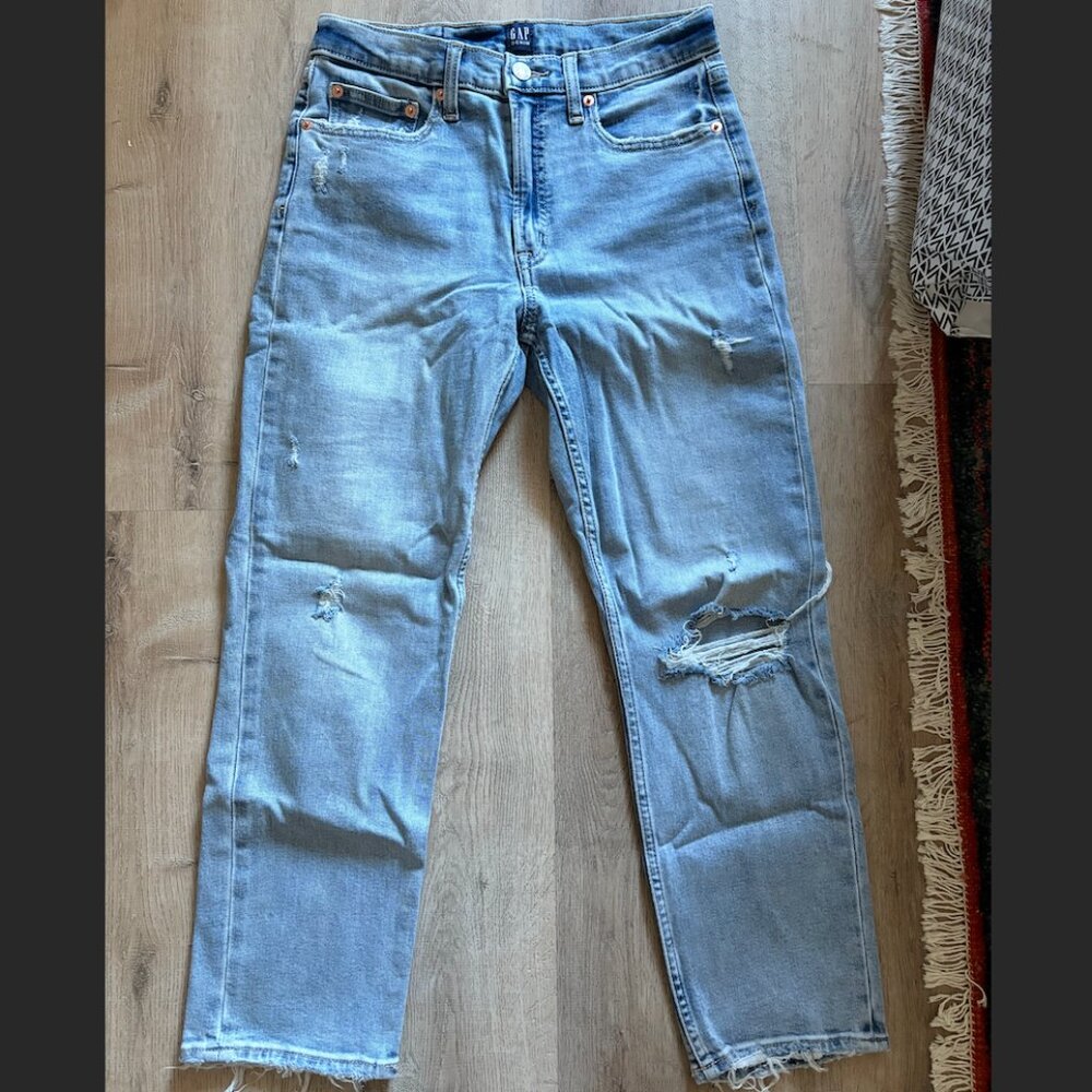 Light Wash Gap Cigarette Ankle Jeans, Size 28P